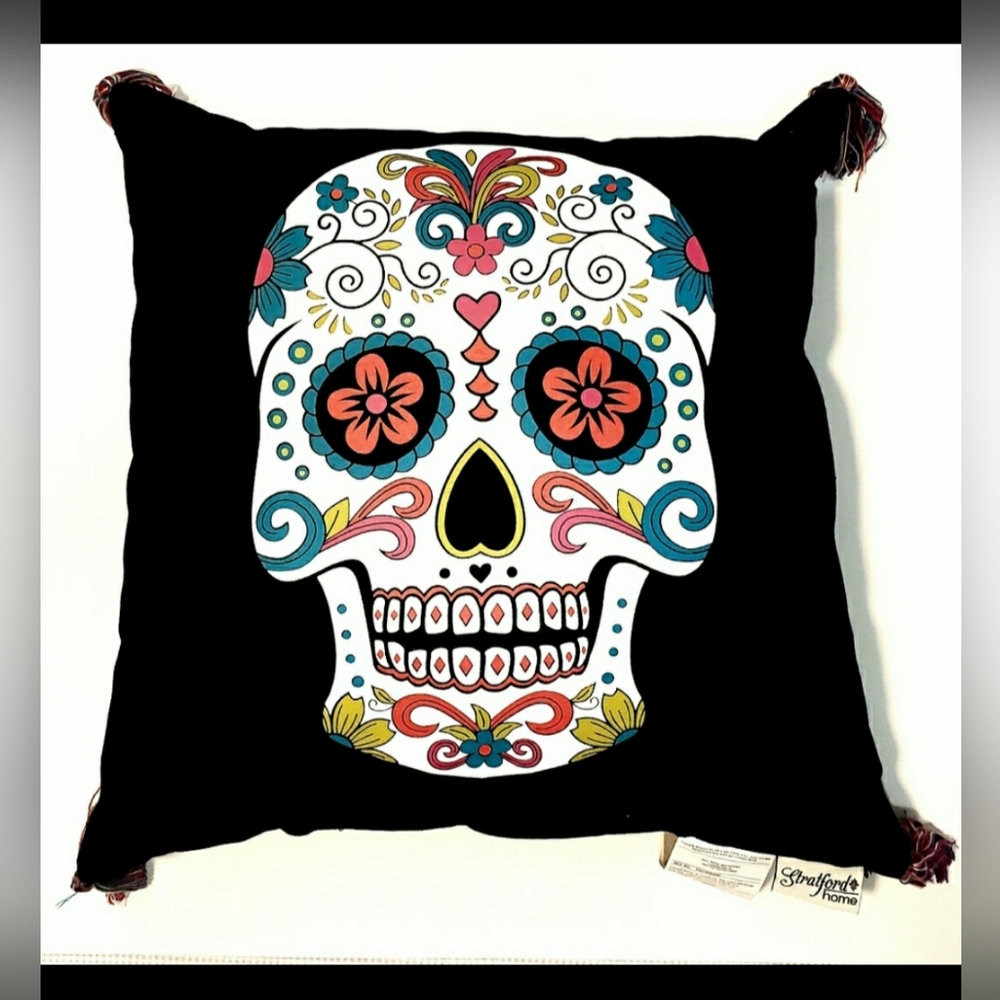 4 SUGARSKULL Day of the Dead Pillows, Set of 4,  16"×16" Stratford Homes